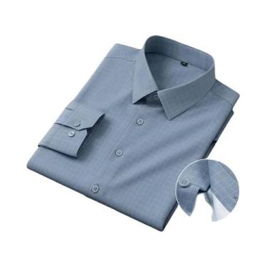 Imagem de Camisas Masculinas De Manga Longa Com Estampa Xadrez E Listras, Macias