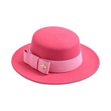 Imagem de Chapéu Fedora Feminino De Moda Com Topo Plano E Laço Para Casamento, I