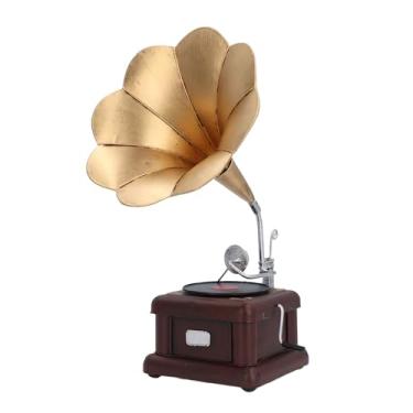 Imagem de Alomejor Gramofone, Decoração de Mesa Europeia, Modelo de Ferro, Reprodutor de Gravação Com Base Ponderada para Casa, Bar, Vintage, Fonógrafo, Ornamento