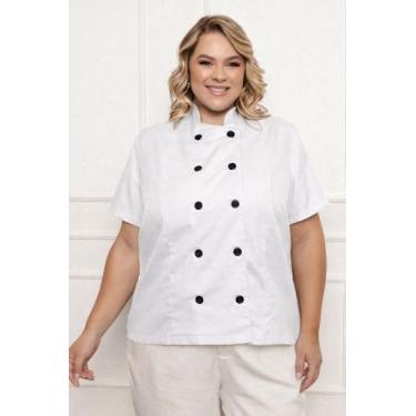 Imagem de Dolma Chef Feminina Plus Size Teodora Branco - gardenia jalecos, G2