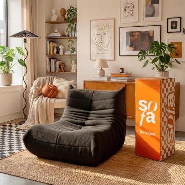 Imagem de Poltrona Puff Design Retro 1973 em Boucle Macio e Confortável  Sofá na