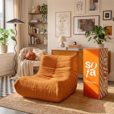 Imagem de Poltrona Puff Design Retro 1973 em Boucle Macio e Confortável  Sofá na