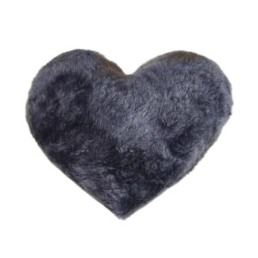 Imagem de Almofada de Pelúcia Coração Decorativa | Almofada Romântica Presente 40x35cm (Cinza Chumbo)