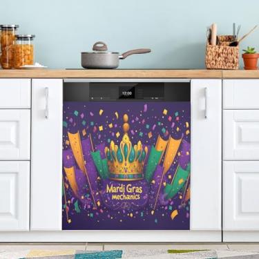 Imagem de ATTX Capa de ímã de lava-louças coroa de carnaval | Adesivo decorativo de eletrodomésticos de 58,4 cm x 66 cm para armários domésticos e eletrodomésticos (151)
