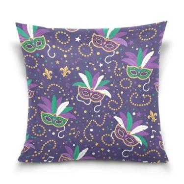 Imagem de Blueangle Capas de almofada de máscara de carnaval - 50 x 50 cm, decoração de férias de fazenda para sofá de casa (420)