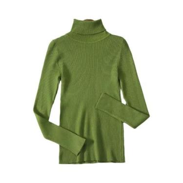 Imagem de Suéter Feminino De Gola Alta Slim Fit, Malha Macia E Elástica, Casual 