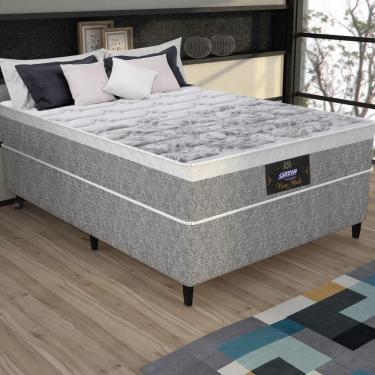 Imagem de Cama Box Conjugado Casal Com Colchão 138x65x188 New York Hf Gazin Cr35334 Natural Cinza