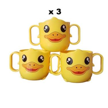 Imagem de 3 Caneca infantil patinho canequinha com 2 alça caneca plastica - cosy