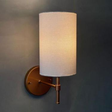 Imagem de Arandela de parede Redonda de Cobre e Bivolt Com Cúpula algodão Bege -