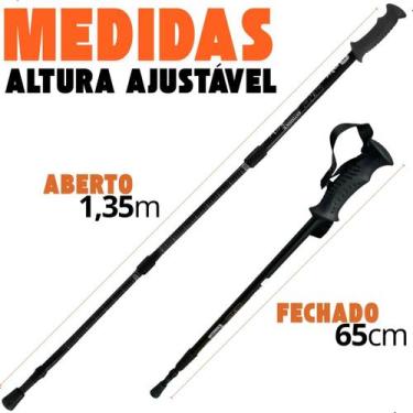 Imagem de Bastão Caminhada NTK Nautika Preto Trekking Trilha Ajustável Alumínio 
