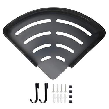 Imagem de Prateleira de canto para banheiro doméstico Garosa multifuncional perfurado espaço para pendurar na parede Prateleira de canto de alumínio para pendurar na parede Prateleira de armazenamento preta para casa de banho cozinha preta, cremalheira