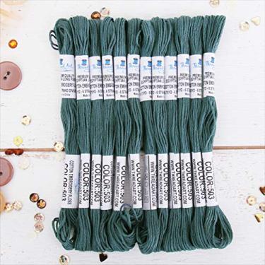 Imagem de 12 novelos ThreadArt Premium Egyptian Long Fiber Cotton Embroidery Floss | Dark Antique Grey | 6 fios divisíveis 8,60 metros cada para bordado à mão, pulseiras da amizade, ponto cruz e artesanato