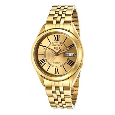 Imagem de Pulseira masculina com link automático Seiko 5 tom de ouro