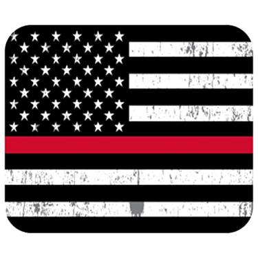 Imagem de Tapete de mouse fino com bandeira dos EUA para laptop, PC, jogos, casa, escritório ou bombeiro, presente para bombeiros ou bombeiros