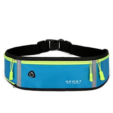 Imagem de Cinto esportivo de ciclismo corrida bolsa de corrida masculina feminina confortável respirável pochete de viagem à prova d'água bolsa de armazenamento refletiva, azul, cintura: 80