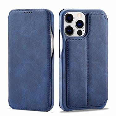 Imagem de Capa de Couro Fina para iPhone 13 Pro Max Folio Lateral Aberta Estilo Livro Capa para iPhone 14 Plus12 Mini 11 XR XS 8 7, Marinho, Para iPhone 8 Plus
