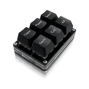 Imagem de BTXETUEL Copiar colar pesquisa salvar cortar todos os teclado de 6 teclas OSU com uma mão teclado programável atalho mecânico macro teclado para trabalho e jogos (preto)