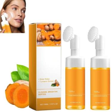 Imagem de Limpador facial OUKPANE, espuma de cúrcuma, lavagem facial, 2 unidades
