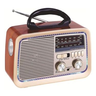 Imagem de Radio Bluetooth USB TF Com Lanterna Marrom - Altomex
