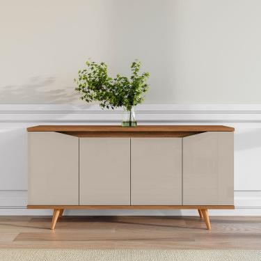 Imagem de Balcão Buffet Grace Versátile com 4 Portas 1,60 Off-white/cedro