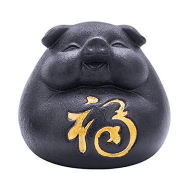 Imagem de HYMCX Caixa de dinheiro para presente de cerâmica cofrinho fofo porco fofo porco dourado pote de dinheiro com rolha de borracha branco preto vermelho cofrinho para crianças (mini) caixa de poupança de