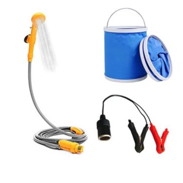 Imagem de JYXYXSCP Kit de chuveiro de carro de acampamento 12V elétrico ao ar livre, chuveiro portátil para acampamento e lavagem de carro, lavagem de animais de estimação (A)