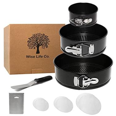 Imagem de Conjunto de 3 formas Springform (10 cm, 17 cm, 23 cm) – Conjunto antiaderente à prova de vazamento – Bolo, Cheesecake, Bolo Redondo, Formas Quiche Springform com Espátula, Suavizante e 50 Forros de Papel Pergaminho Incluídos