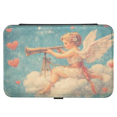 Imagem de Burbuja Caixa de joias de viagem Cupido dos Namorados na nuvem para presente para mulheres e meninas, estojo de joias portátil de couro PU organizador para brincos, anéis, colares e pulseiras