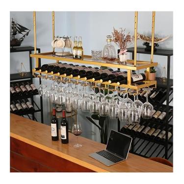 Imagem de Cabide de metal para taças de vinho, prateleira de vidro ajustável com 3 camadas, prateleira de armazenamento de vinho, prateleira de exibição multifuncional, para bar de cozinha