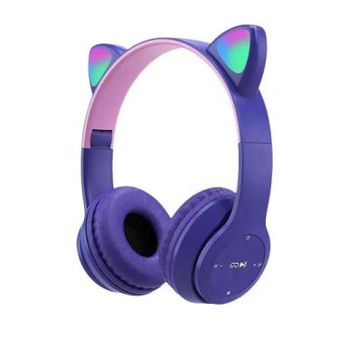 Imagem de Fones de ouvido Bluetooth Cat Ear Luminous Over Ear Purple - Marca Pró