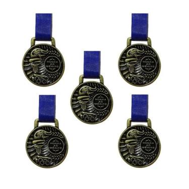 Imagem de Medalha Medasul Honra ao Mérito 35mm Kit C/ 05 Unidades Cor:Bronze, Br