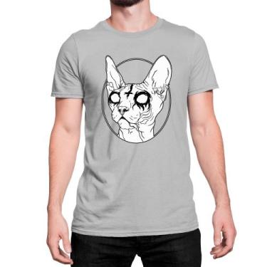 Imagem de Camiseta T-Shirt Gato Preto Olhos Brancos - Art Sete