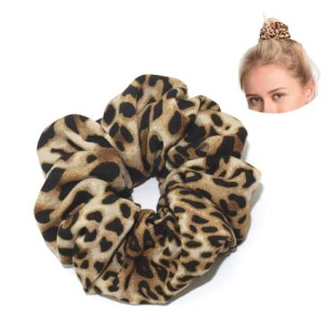 Imagem de AKOAK 1 pacote de anel de cabelo de veludo de leopardo faixa de cabelo de veludo rabo de cavalo elástico faixa de cabelo cabeça corda cocar