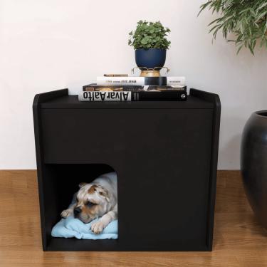Imagem de Mesa De Cabeceira Cama Pet Cães 45x45x40 Preto