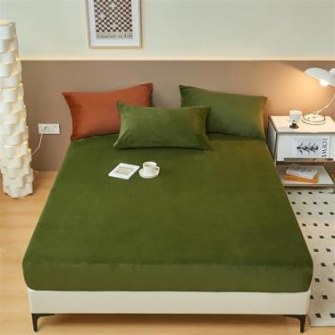 Imagem de Lençol de flanela com elástico de 3 peças, luxuoso de veludo macio com bolso extra profundo de 45,7 cm, lençol de elástico sem bolinhas, aconchegante para todas as estações (C, Queen)