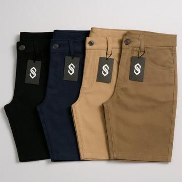 Imagem de Kit 4 Bermudas Sarja Masculina Plus Size 48 Ao 58 Extra Grande - EVOLU