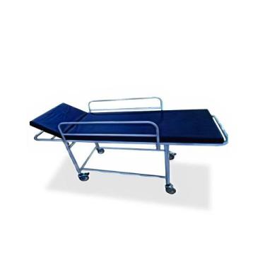 Imagem de Maca Carro Padiola Hospitalar Esmaltado Azul Marinho Com Rodízios e Su