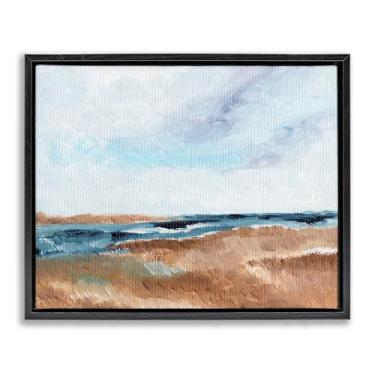 Imagem de Stupell Industries Tela flutuante com moldura de horizonte vista costeira preta design de arte de parede por Nikita Jariwala, 64 x 78 cm