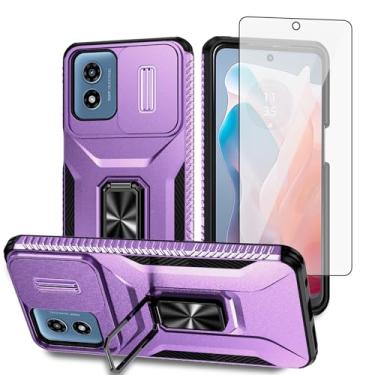 Imagem de Asuwish Capa de telefone para Motorola Moto G Play 2024 4G com capa de câmera deslizante de vidro temperado protetor de tela suporte suporte robusto fino celular protetor híbrido XT2413V XT2413-1 64GB