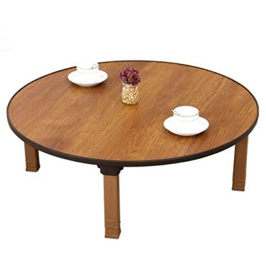 Imagem de Mesa de café redonda dobrável, mesa baixa de estilo, mesa de jantar, mesa de estudo, mesa pequena, para tatame, sentado no chão, quarto, janela de sacada, sala de chá (tamanho: 80 x 30 cm) ()