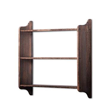 Imagem de Prateleira flutuante com divisória de 4 camadas, prateleira de parede resistente para quarto, sala de estar, escritório, prateleira de exibição de cosméticos para banheiro (marrom) Op ()