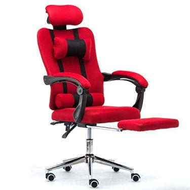 Imagem de Mesa de computador de escritório para jogos com encosto alto PC Racing Executive ergonômico ajustável com encosto de cabeça e suporte lombar com assento para os pés