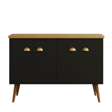 Imagem de Aparador Buffet 4 Portas Com Pés Retro (NATURE/PRETO)