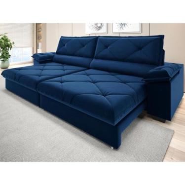 Imagem de Sofá com Usb Retrátil Reclinável Maestro 2,10m Azul Marinho