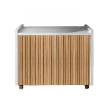 Imagem de Armario Multiuso Organizador Home Escritório Duas Portas e Rodízio(BRANCO COM RIPADO)