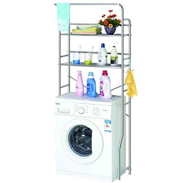 Imagem de Estruturas de armazenamento de lavadora para banheiro, rack de banheiro de prateleira, rack de armazenamento de 2 camadas sobre washhine - Rack de armazenamento utilitário para banheiro de lavanderi