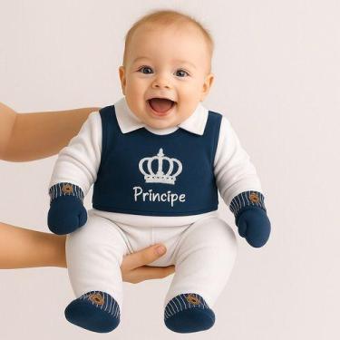 Imagem de Conjunto Pagão 100% Algodão Roupa Saída Maternidade Bebê Menino Ou Men