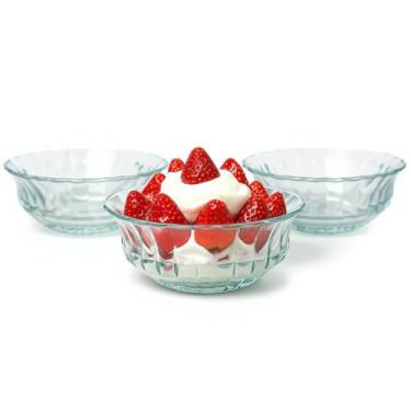 Imagem de Conjunto 3 Bowls de Vidro 11,5cm – Design Elegante e Transparente, Ideal para Sobremesas, Frutas, Cereais e Petiscos, Vidro Resistente, Petisqueira Texturizada