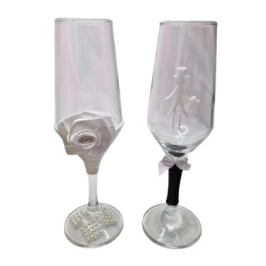 Imagem de 2 Taças Vidro Casamento Noivos Presente