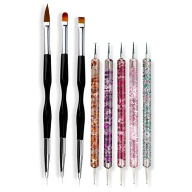 Imagem de Kit 3 Pincéis 2 Pontas Ultra Fino Língua Gato + 5 Boleadores